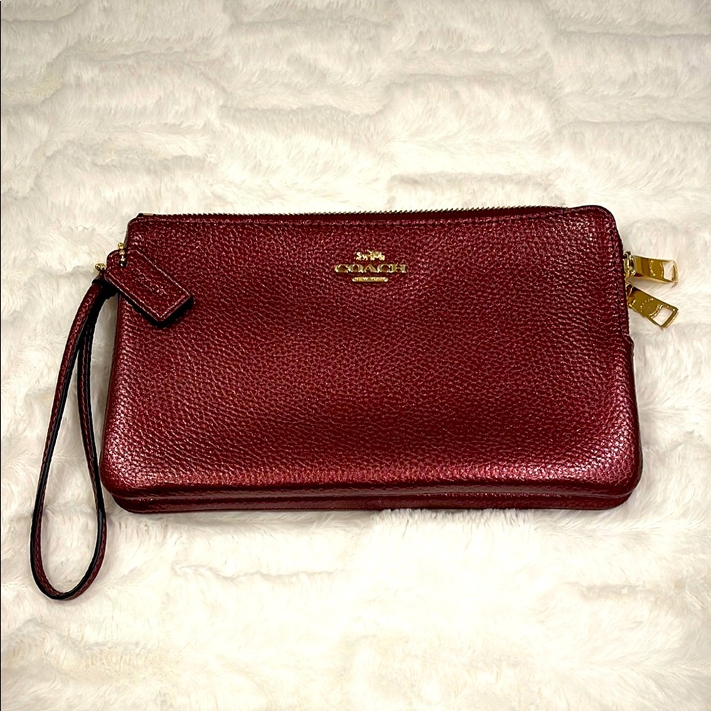 Coach Metallic Burgundy Wristlet